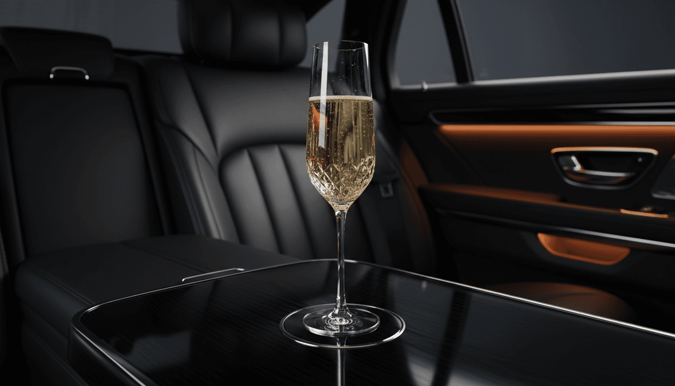 Premium beverage service detail in luxury vehicle interior